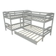 thumbnail image 6 of Twin L-Shaped Corner Bunk Bed and Loft Bed with Trundle Solid Wood Twin Bunk Bed Loft Bed with Guardrail, 5 Bed Bunk, 6 of 7