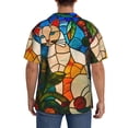 thumbnail image 3 of Sigee Stained Glass Cat Art for Men's Casual Short Sleeve Button Down Shirts Men's Shirts Summer-XX-Large, 3 of 5