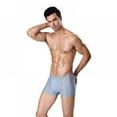 thumbnail image 3 of Xmarks Men's Ice Silk Boxer Pack of 3 Breathable Seamless Sexy See-Through Transparent Briefs Light Blue US L, 3 of 5