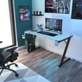 thumbnail image 4 of Hyxoo Gaming Computer Desk with Carbon Fiber Surface, Gaming Table Z Shaped Pc Home Office with Cup Holder&Headphone Hook(44 in, White), 4 of 9