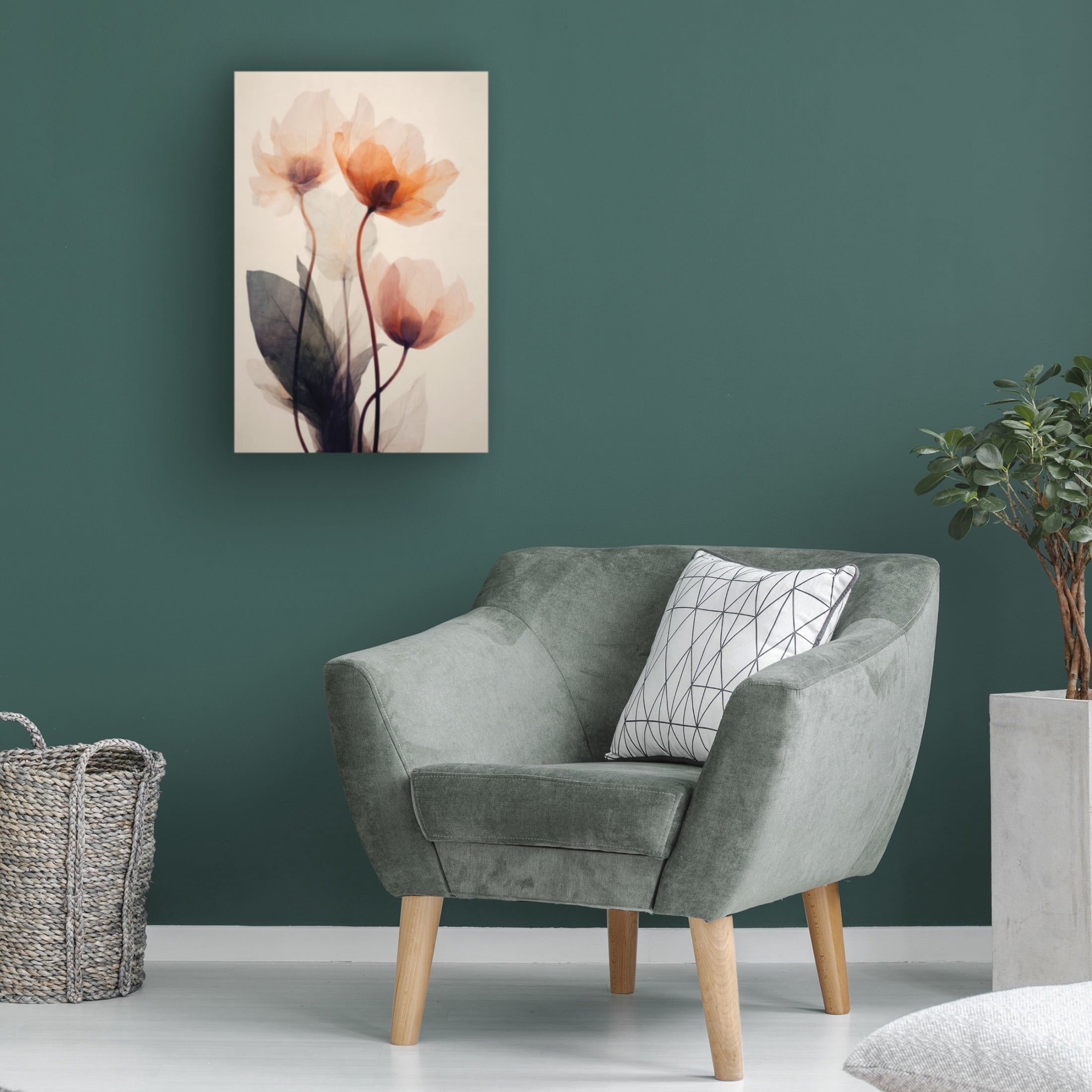 Canvas Wall Art - Treechild 'Parchmentflowersno7' Wall Art for Living Room, Bedroom, or Office Décor by Trademark Fine Art - 22 x 32 Inches