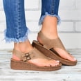 thumbnail image 3 of yinguo wedge thong sandals sling-back sandals for women with arch support cushion flip flop casual fashion women's sandals khaki size 7, 3 of 6