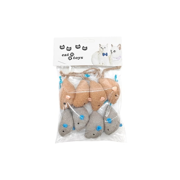 Catnip Cat Toys Mice 8 Pack Plush Fabric Mouse Kitten Toys with Cat Grass for Indoor Cat Play Boredom Relief Tan and Grey 8 Count