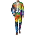 thumbnail image 3 of Men's Carnival Print Two Piece Suit – Slim Fit Blazer and Pants in L-3XL, Colorful Printed Stage Performer Outfit for Events and Festivals, 3 of 5