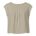 thumbnail image 6 of Mifsaly Cotton Linen Crop Tops Women Pleated Crewneck Summer Shirts Lightweight Breathable Beach Vacation Blouse Loose Casual Tshirts L, 6 of 9