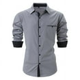 thumbnail image 3 of Birdeem Chemises pour Hommes Hommes Décontracté Ajouré Couleur Unie Manches Courtes Col Rabattu Blouse Chemise, 3 of 8