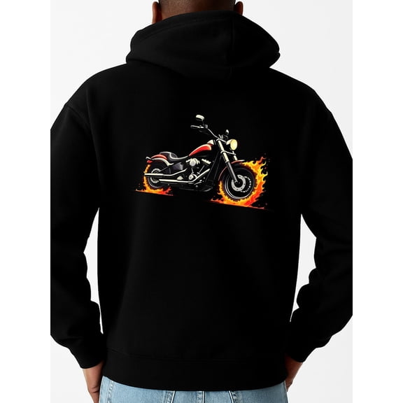 Motorcycle Flame sweatshirt men's sweater hoodie black Casual Solid Basic Hooded Sweatshirt Streetwear For Winter Fall, As Gifts streetwear Fashion Unisex Shirt Graphic tshirts