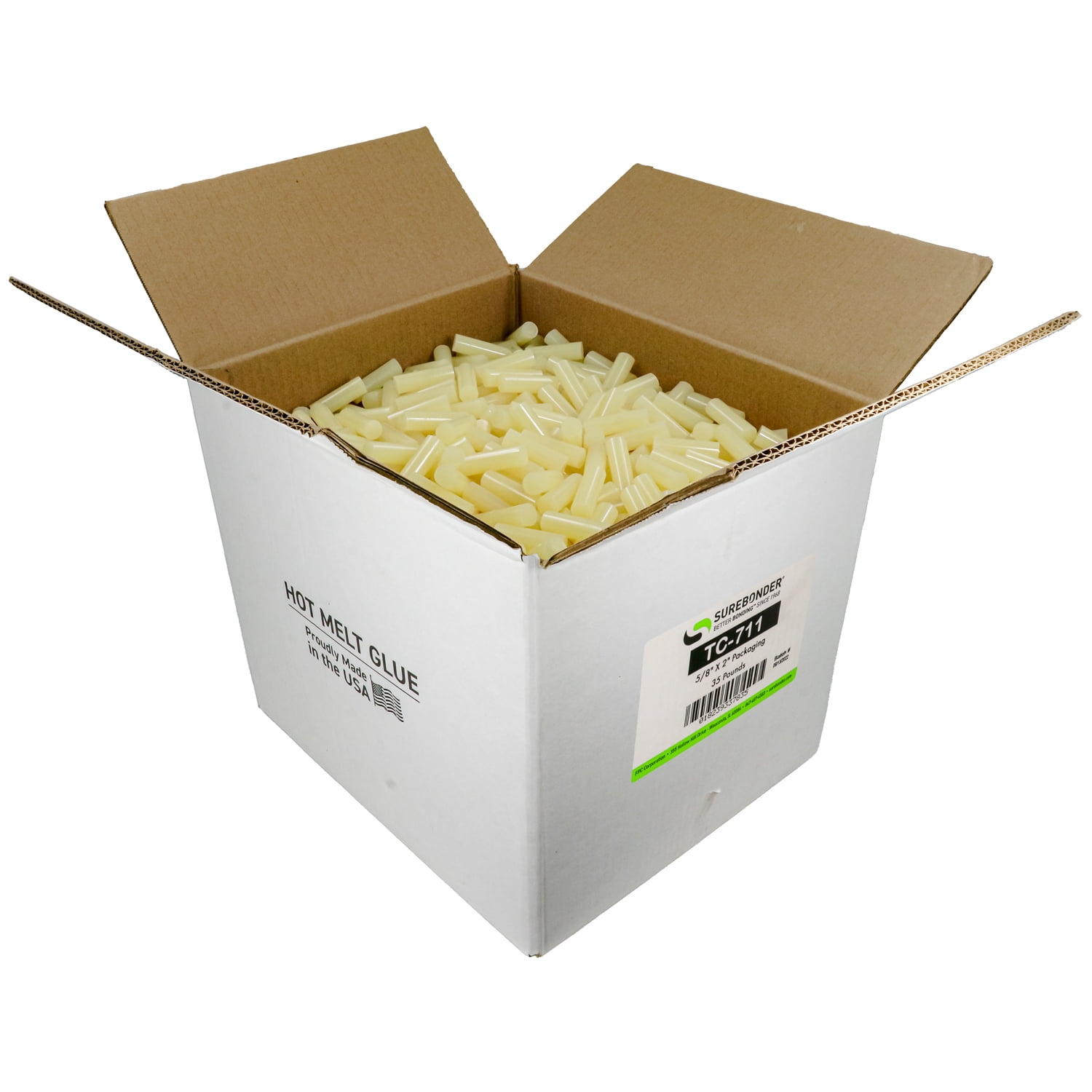 TC-711 Fast Set Packaging Hot Melt Glue Sticks for 3M™ TC Glue Guns - 5/8" x 2" | 35 lb Box