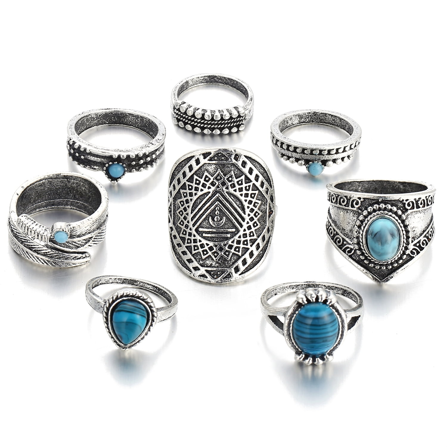 IEFSHINY Knuckle Rings Set for Women Men Stackable Joint Finger Rings Size Mixed Rings Pack