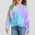 thumbnail image 2 of Tao Tao Girls Casual Twist Front Lightweight Sweatshirt Tie Dye Printed Crewneck Long Sleeve Crop Tops Pullover Blue 3 Years, 2 of 6