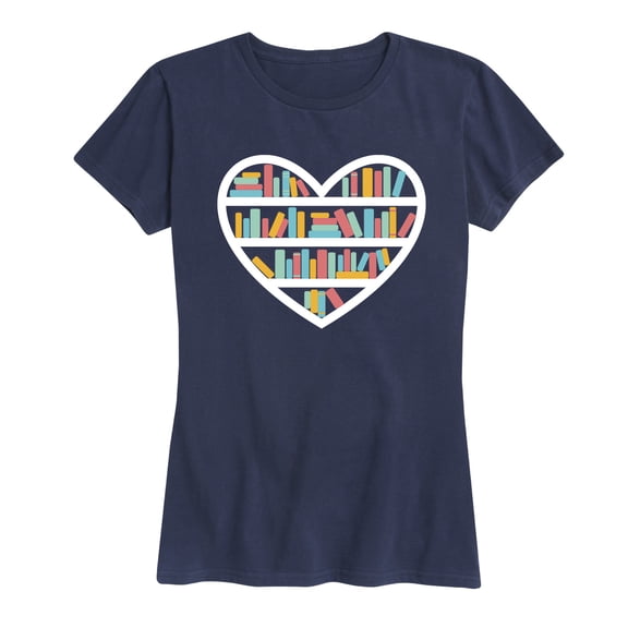 Instant Message - Heart Book Shelf Short Sleeve Graphic T-Shirt