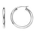 thumbnail image 1 of 14K White Gold 2MM Shiny Round Tube Hoop Earrings, 30mm, 1 of 1