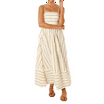 thumbnail image 3 of Robe Maxi à Rayures pour Femmes avec Dos Smocké, Bretelles Spaghetti, Découpée, Fluide, Longue, m, 3 of 9