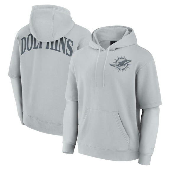 Unisex Fanatics Gray Miami Dolphins Sleek Elements Pullover Hoodie