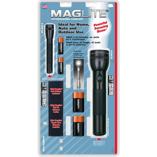 MAGLITE FLASHLIGHT 2AA RED & SOLITAIRE COMBO MADE IN USA 