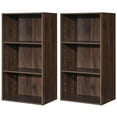 thumbnail image 1 of Gymax 2 PCS 3 Tier Open Shelf Bookcase Multi-functional Storage Display Cabinet Walnut, 1 of 10