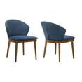 thumbnail image 2 of Juno Blue Fabric and Walnut Wood Dining Side Chairs - Set of 2, 2 of 8