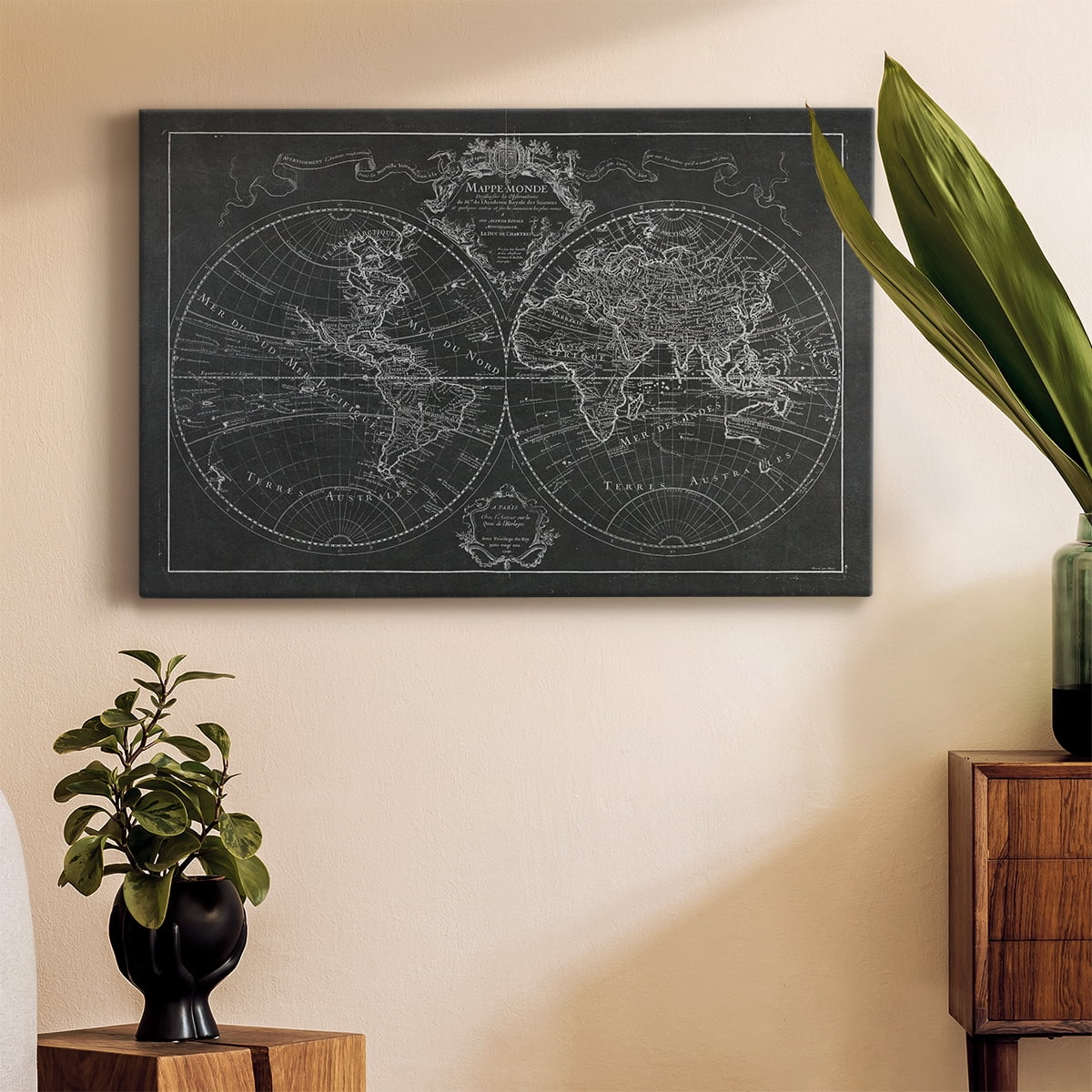 Wexford Home Monde Map - 12" x 18" Gallery Wrapped Canvas, Ready to Hang