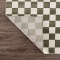 thumbnail image 4 of Hauteloom Kaysar Living Room, Bedroom Machine Washable Area Rug - Square Piles, Checkered - White, Moss Green - 5'3" x 7', 4 of 12