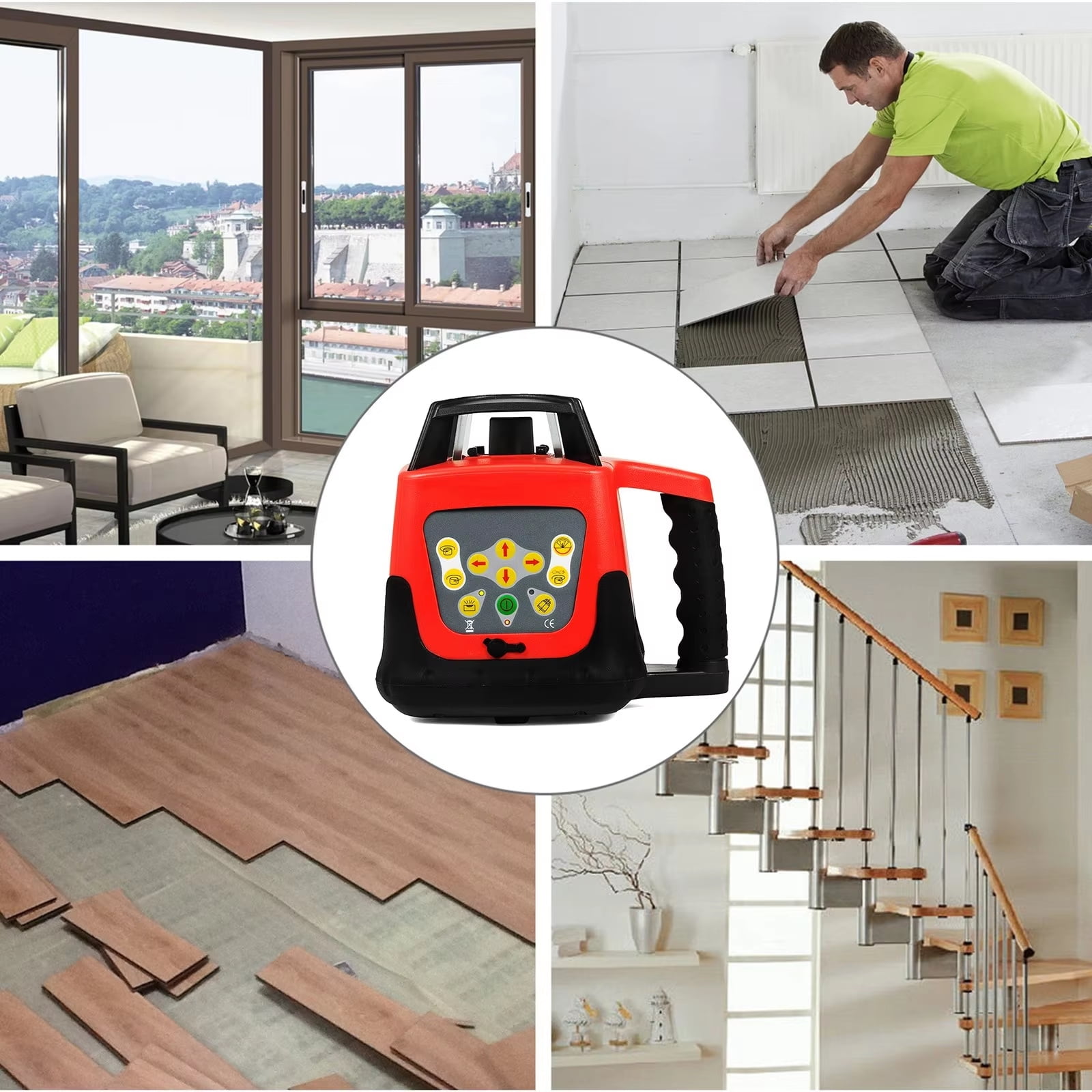 SHENGJINSH 360 Laser Level Machine Rotary Red Cross Line Laser Leveler Self-Leveling 500m Scanning Measurement Tools