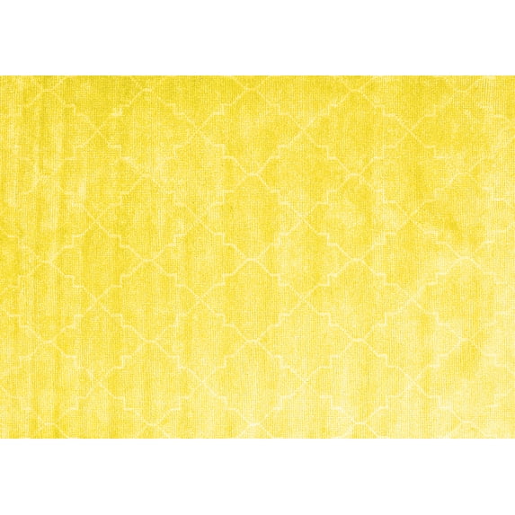 Ahgly Company Machine Washable Indoor Rectangle Abstract Yellow Contemporary Area Rugs, 2' x 3'