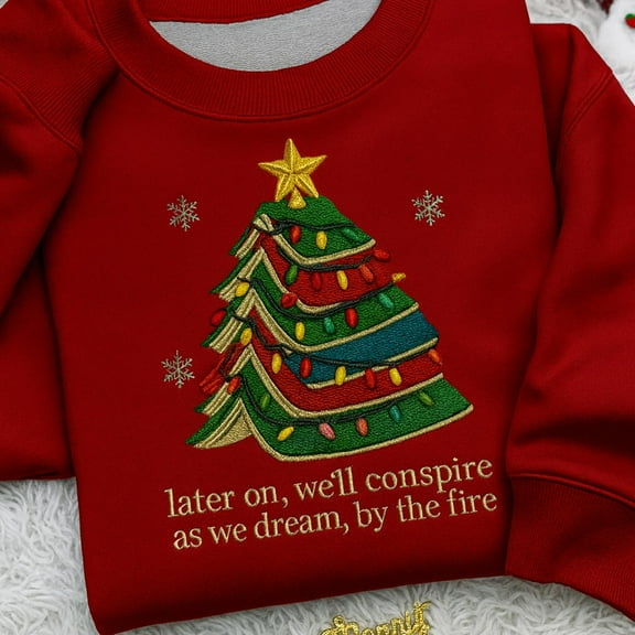 Embroidered All Booked For Christmas Shirt Gift for Librarian, Bookworm Xmas Sweater, Christmas Book Tree Tee, Book Lovers Christmas Hoodie