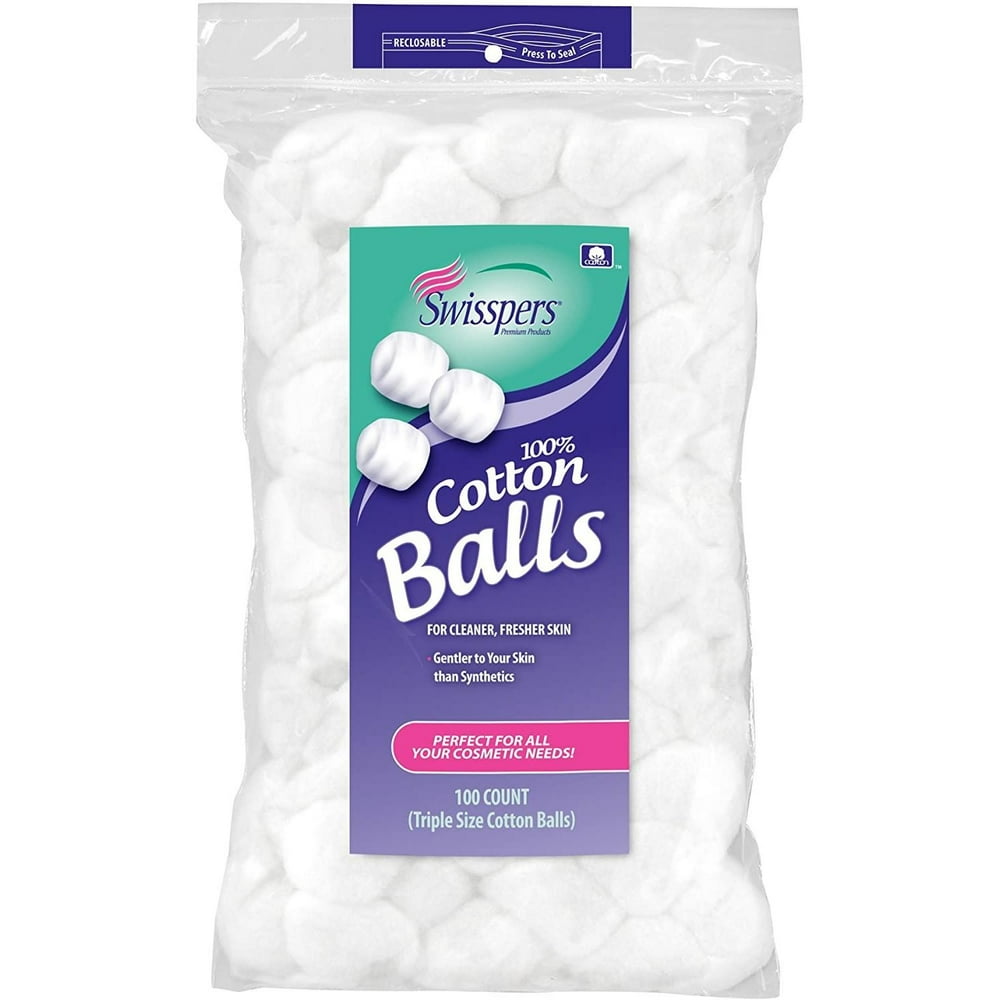Swisspers Cotton Balls Triple Size, 100 Pack Each