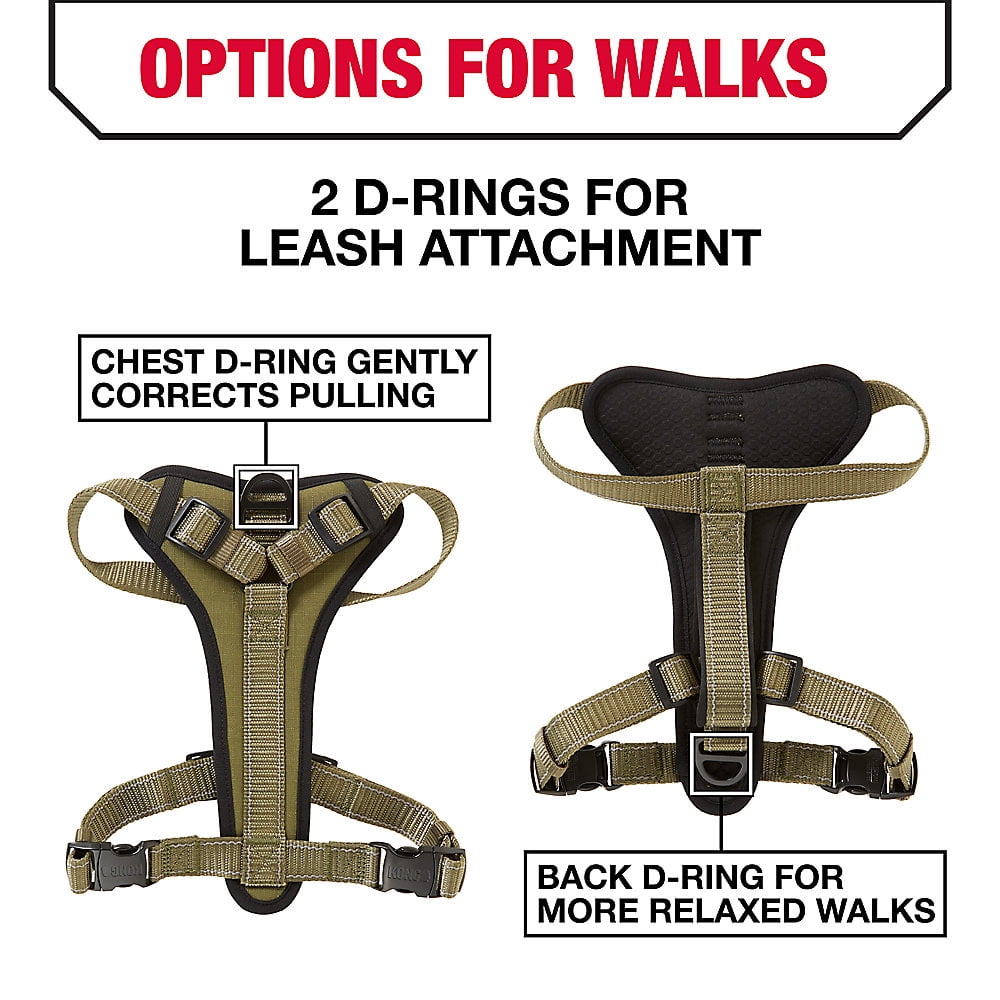 KONG Max Ultra Durable Neoprene Padded Chest Plate Dog Harness offered by The Barker Company (Green, Medium)