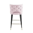 thumbnail image 4 of 27 Inch Velvet Counter Height Dining Chairs, Modern Dining Chair with Black Metal Legs, Simple Bar Stool Upholstered Dining Chairs, Accent Desk Chair Dining Room, Kitchen, Vanity(Pink,Set of 4), 4 of 9