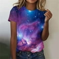 thumbnail image 2 of Womens Galaxy Space Print T-Shirts Short Sleeve Crewneck Graphic Tees Casual Summer Fashion Tops 2025, 2 of 5