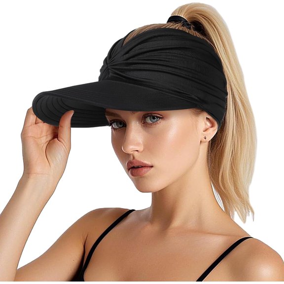 Womens Sun Visor Hat Wide Brim Summer Sun Hats UPF 50 UV Protection Beach Hats Foldable Golf Visor for Women