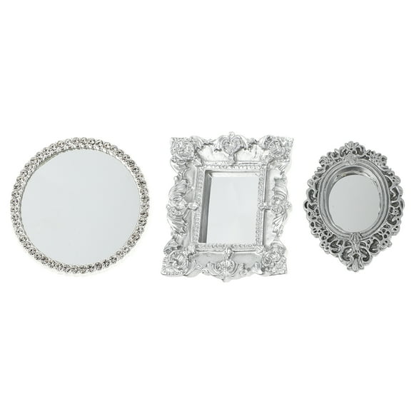 3Pcs Mini Classical Mirror Mini House Mirror Decoration Micro Scene Models