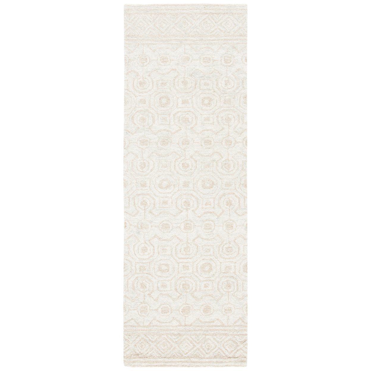 SAFAVIEH Micro-Loop Conchur Geometric Area Rug, Ivory/Light Green, 5' x 5' Round