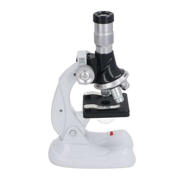Educational Microscope, Kids Microscope Kit 100X 600X 1200X Battery Powered 3 Objective Lenses for Experiment Teaching