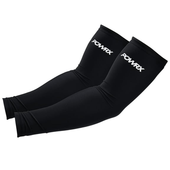 POWRX Compression Arm Sleeve - Large - Cooling Athletic Sports Sleeves for Volleyball, Football, Basketball, Baseball, Soccer, Running