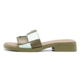 thumbnail image 4 of YDN Women Open Square Toe Checkered Slide Sandals Slip On Low Chunky Heel Slippers Comfortable Casual Indoor Shoes Size 7 Olive, 4 of 4