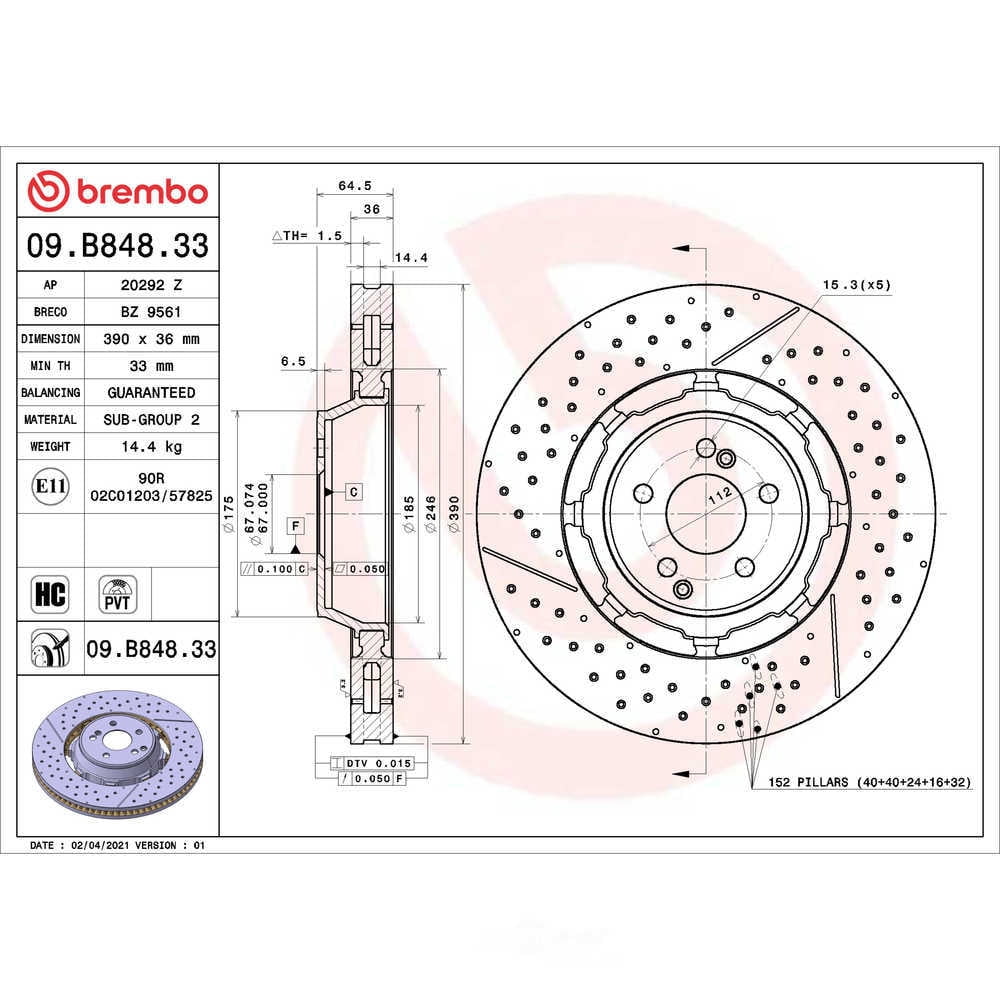 Brembo 09.B848.33 PRIME Disc Brake Rotor