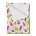thumbnail image 2 of Ice Cream Soft Flannel Fleece Blanket, Popsicles in Cartoon Style Scattered on Polka Dot Background Yummy Fresh Frosting, Cozy Plush for Indoor and Outdoor Use, 50" x 70", Multicolor, by Ambesonne, 2 of 5