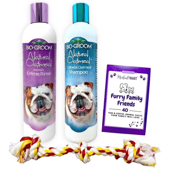 Bio-Groom Natural Oatmeal Anti-Itch Dog Shampoo & Conditioner  Set – Soothing Pet Wash & Creme Rinse – 12 oz Each | MerlinsMart Zine   Rope Toy