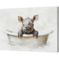 thumbnail image 2 of HFDF Rustic Bathroom Rhino Wall Art Farmhouse Rhino Baby Bathtub Pictures Wall Decor Bathroom Animals Canvas Prints Painting Artwork Decoration for Nursery Bedroom Toilet Restroom 20x16inch Framed, 2 of 7