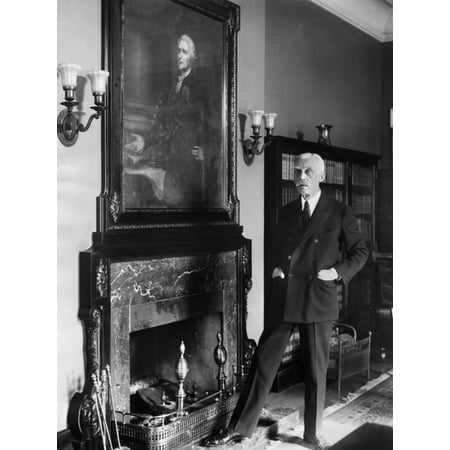 Andrew Mellon (1855-1937) Namerican Financier US Treasury Secretary Andrew Mellon In His Office At The Treasury Department Washington DC In 1927 Alongside A Painting Of The First US Secretary Of The T