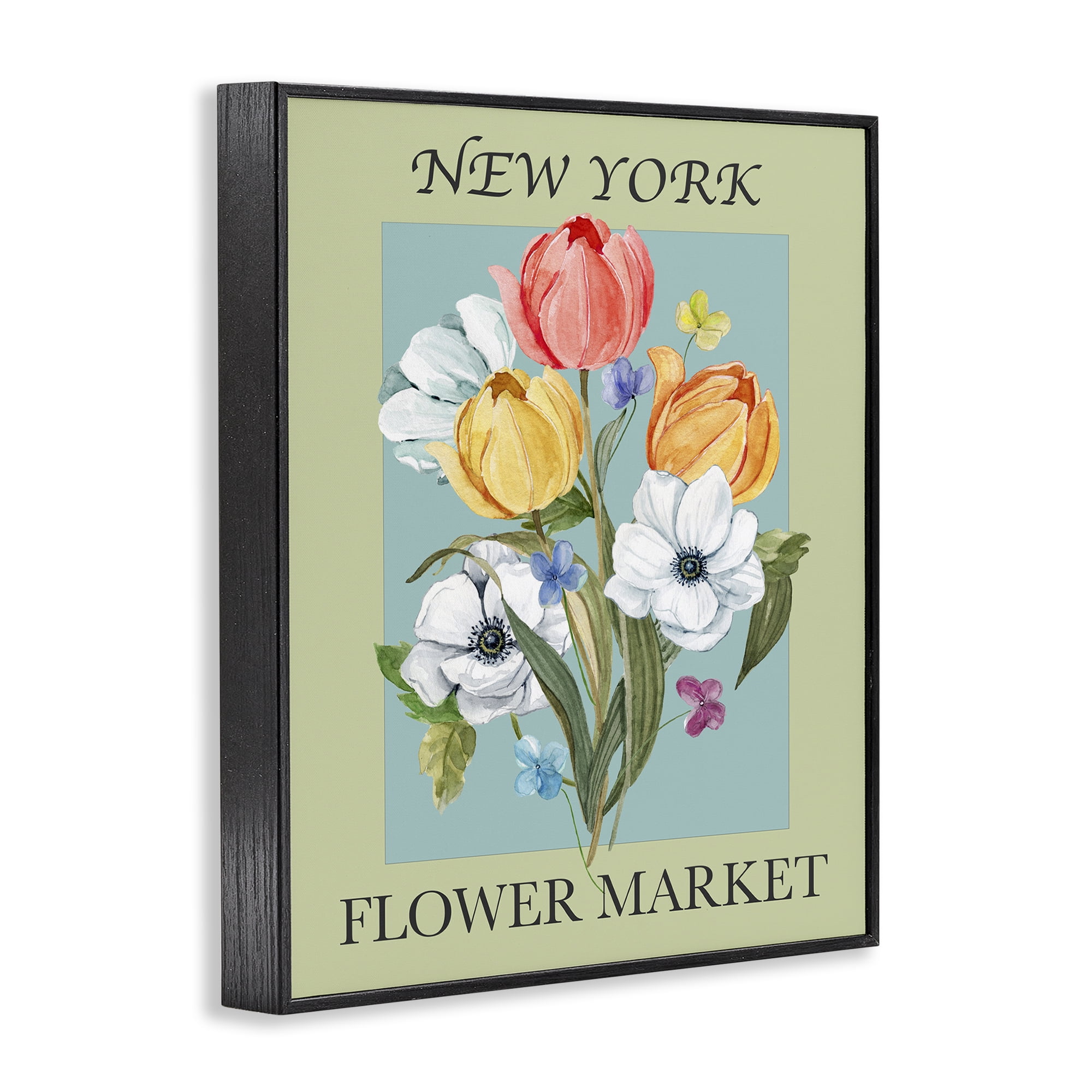Stupell Industries New York Flower Market Botanical & Floral Painting Black Framed Art Print Wall Art, 24 x 30
