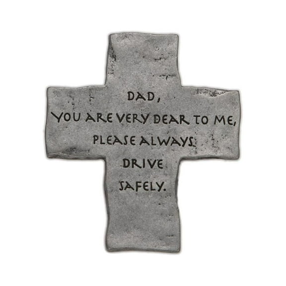 Extel Pewter Dad "Drive Safely" Cross Sun Visor Clip for Dad Car Truck