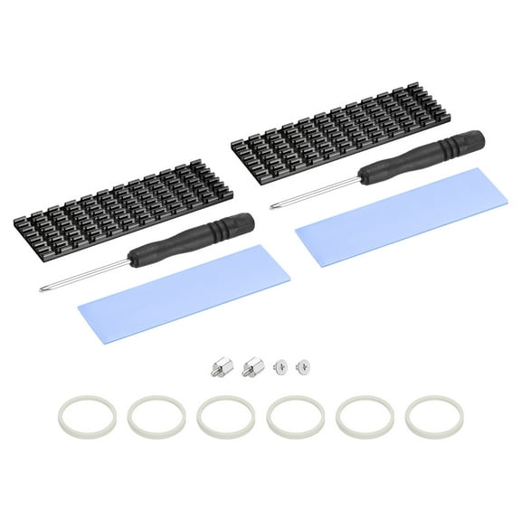 Uxcell 2 Pack M.2 SSD Heatsink Cooler Alloy Aluminum w Screwdriver Kit,1mm Thermal Pad, for Laptop,70*22*3mm, Black