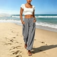 thumbnail image 3 of Ynynloco Women's Wide Leg Pants High Rise Lightweight Striped Casual Lounge Slouchy Palazzo Pants with Pockets, 3 of 6