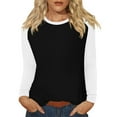 thumbnail image 3 of Hearthz Womens Long Sleeve Shirt Fall Top Crew Neck Color Block Boho Tops for Women Fall Fitted Basic Tee Summer Blouses for Women, 3 of 6