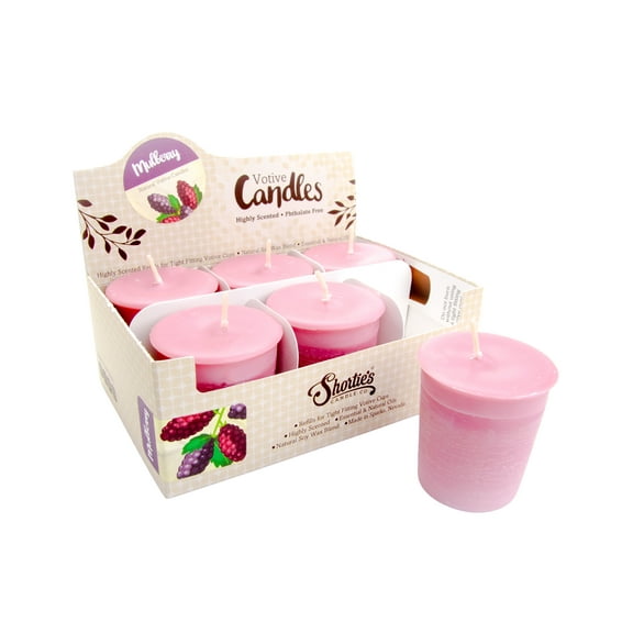 Mulberry Soy Votive Candles - Scented with Natural Fragrance Oils - 6 Dark Red Natural Votive Candle Refills - Christmas & Holiday Collection