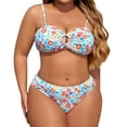 thumbnail image 6 of Fznquz Tummy Control Womens Bikini Swimsuits Plus Size High Waisted Swim Suits Tie Back Floral Cutout Bathing Suit,XXXL, 6 of 9