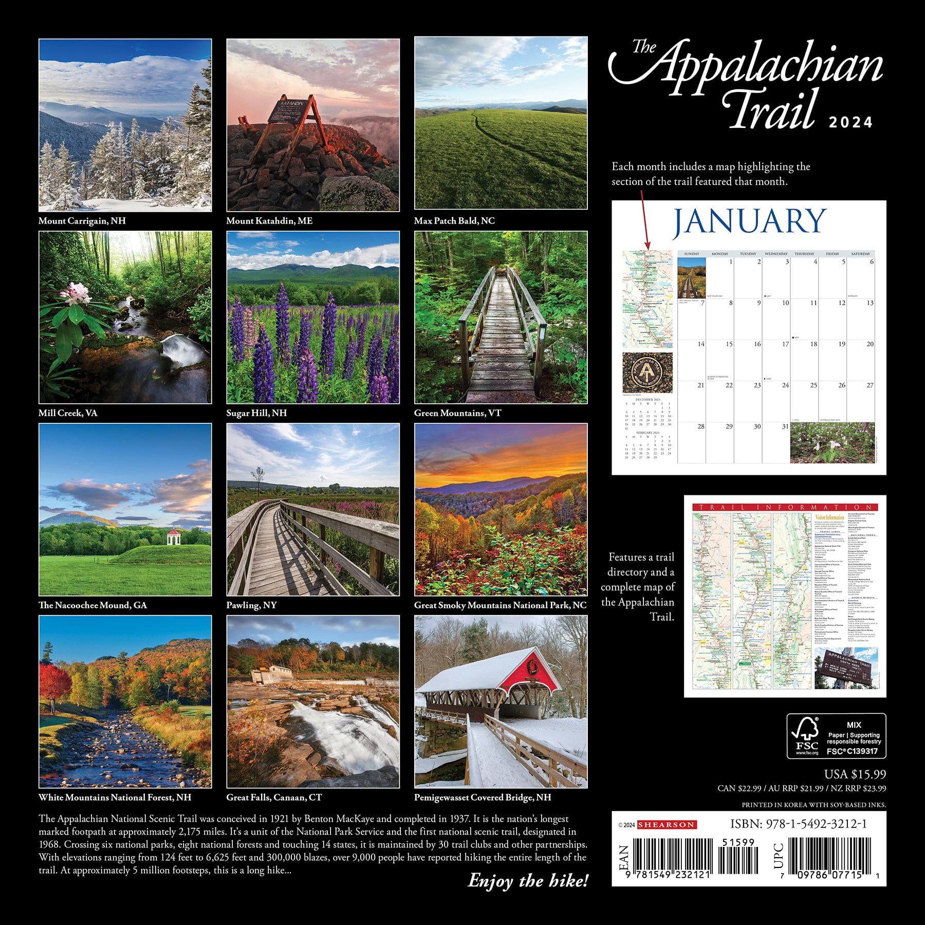 Appalachian Trail 2024 12 X 12 Wall Calendar (Other)