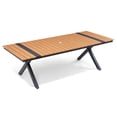 thumbnail image 5 of Pellebant 94" Outdoor Dining Table for 8-10, Aluminum Sturdy Frame with Umbrella Hole, Teak Wood-Grain Top, 5 of 7